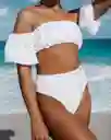 Vestido De Baño Bikini Blanco De Mangas