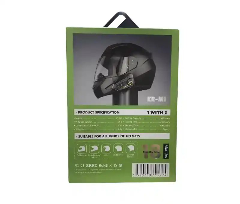 Intercomunicador Inalámbrico Bluetooth De Casco Moto Kr-m1
