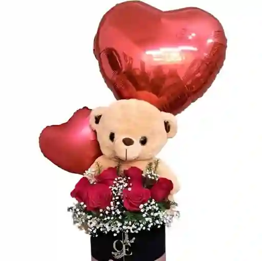 Arreglo De Flores Con Peluche (arreglo Floral- Boquet De Rosas - Regalo Para Mujer)