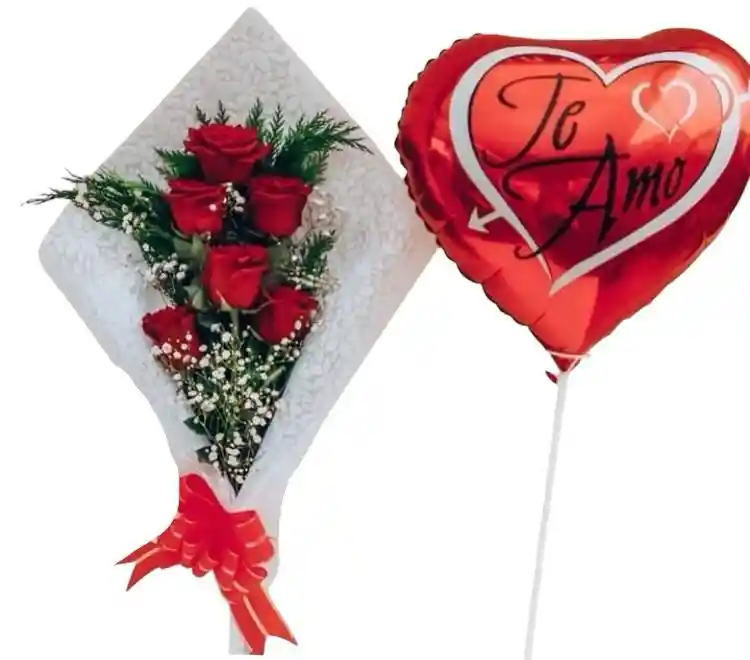 Ramo De Flores Con Rosas Rojas (arreglo Floral - Regalo Para Mujer-bouquet De Flores - Feliz Cumpleaños)