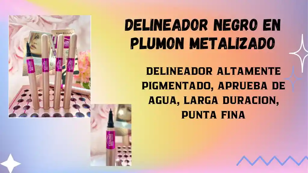 Delineador Negro En Plumon Metalizado