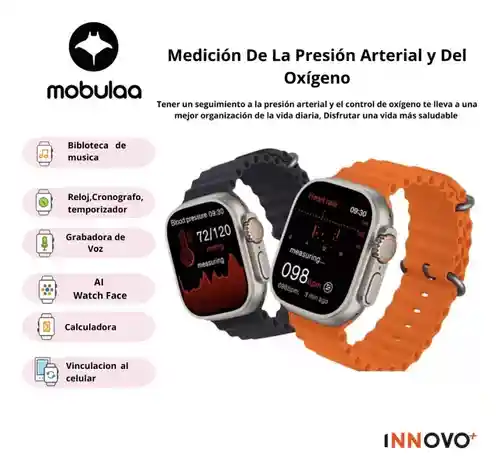 Reloj Smartwatch H9 Ultra Plus Amoled 7 Pulsos Negros Alta Gama Sport Notificaciones Innovo Tech