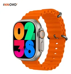 Smartwach Amoled Mobulaa Con 7 Correas Naranjas H9 Ultra Notificaciones Plus Innovo