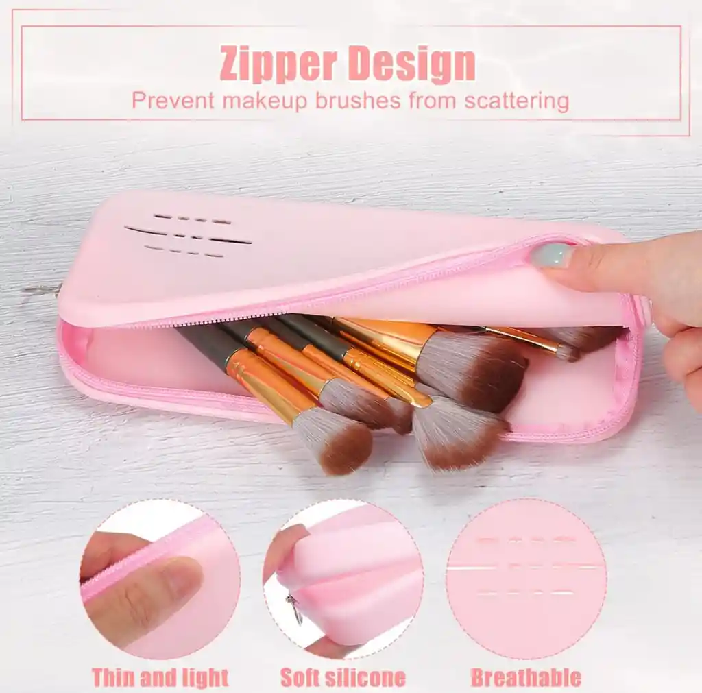 Bolsa Cosmetiquera De Silicona Para Brochas De Maquillaje