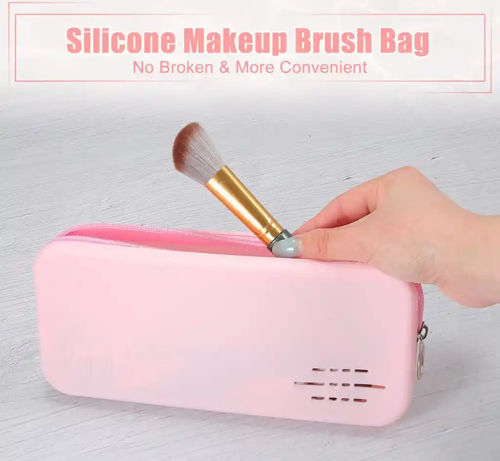 Bolsa Cosmetiquera De Silicona Para Brochas De Maquillaje