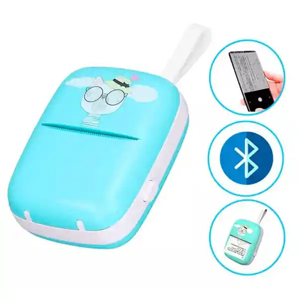 Mini Impresora Termica Azul Bluetooth