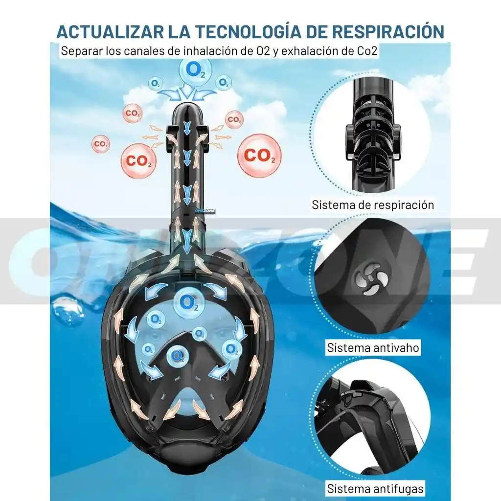 Mascara Careta De Buceo Snork Free Breath - Gvs80101896/ Negro L - Xl