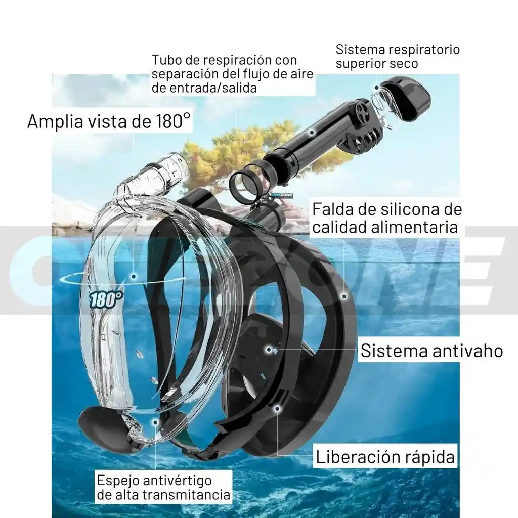Mascara Careta De Buceo Snork Free Breath - Gvs80101896/ Azul S - M