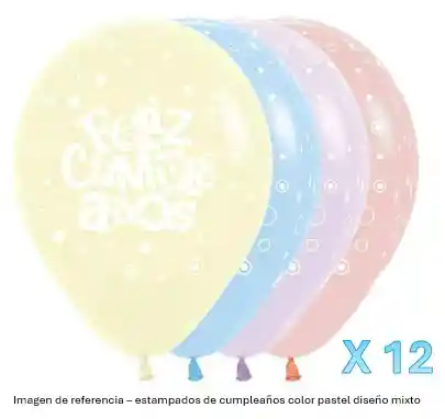 Globos De Cumpleaños Pasteles Colores Surtidos R12 X 12
