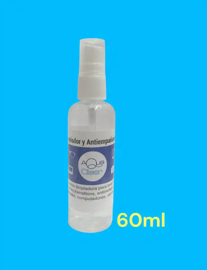 Liquido Limpiador, Antiempañante Para Lentes Gafas, Pantallas Pc, Celulares, Camaras Por Unidad 60 Ml
