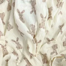Cobija Muselina Conejitos Tela Galleta Con Capucha Orejitas, Hecha En Tela Suave Y Transpirable, Manta Con Capucha Y Botón Para Bebé, Diseño Estampado