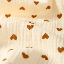 Cobija Muselina Corazones Tela Galleta Con Capucha Orejitas, Hecha En Tela Suave Y Transpirable, Manta Con Capucha Y Botón Para Bebé, Diseño Estampado