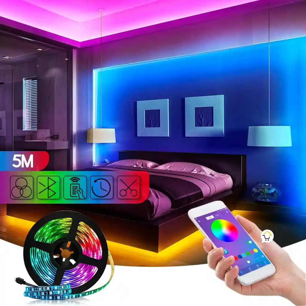 Cinta Led Bluetooth | Luces Led De 5 Metros Rgb (multicolor)