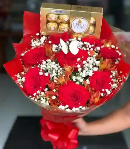 Bouquet 8 Rosas Y Chocolate