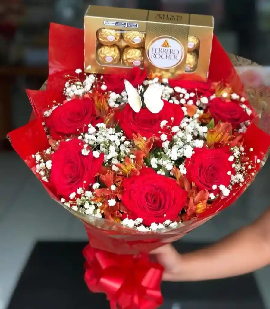Bouquet 8 Rosas Y Chocolate