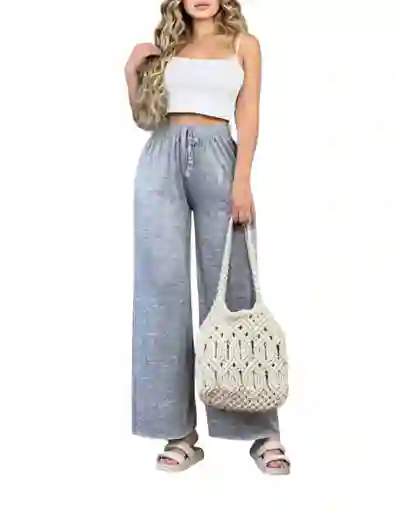 Pantalon Palazzo Ancho Plisado Jaspe