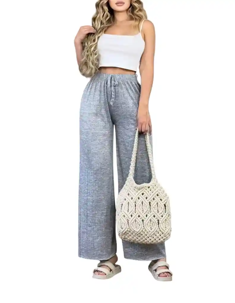 Pantalon Palazzo Ancho Plisado Jaspe