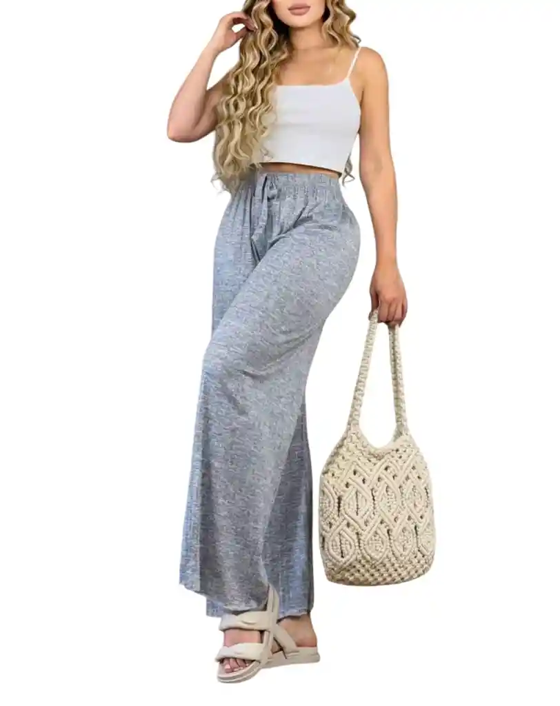 Pantalon Palazzo Ancho Plisado Jaspe