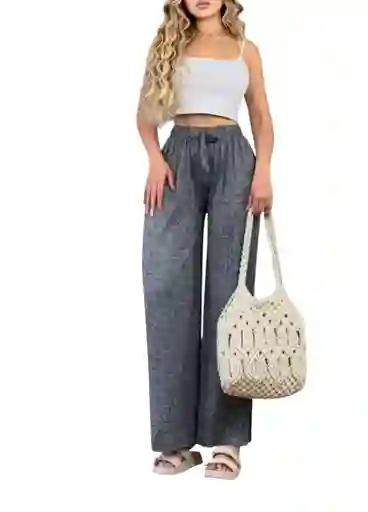 Pantalon Palazzo Ancho Plisado Jaspe