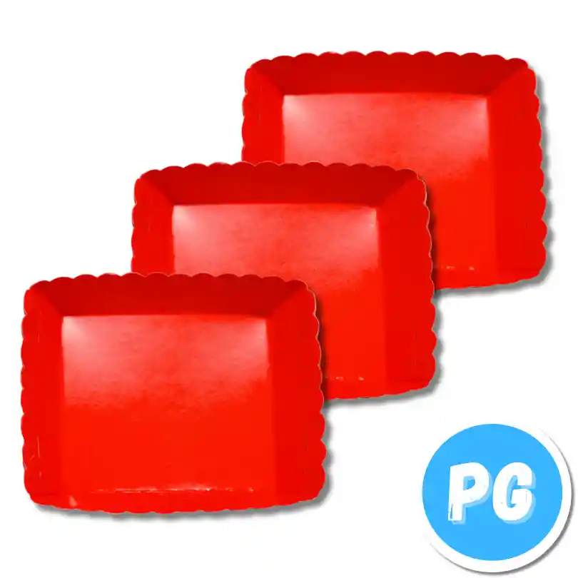 Paquete Plato De Carton Para Torta X12 Unds Rojo