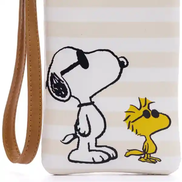 Estuche De Gafas O Celular Para Mujer Snoopy Franjas Con Pulsera Y Broche