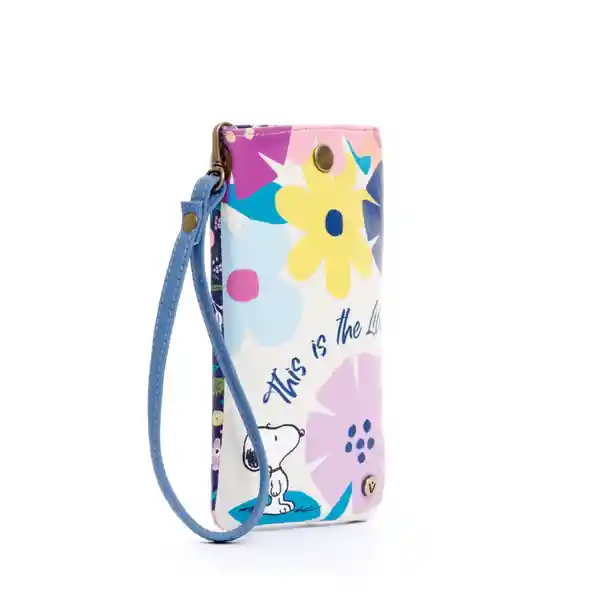 Estuche De Gafas O Celular Para Mujer Snoopy Flores Con Pulsera Y Broche