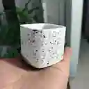 Maceta Cuadrada En Cemento Blanco Y Granito Para Cactus Y Suculentas
