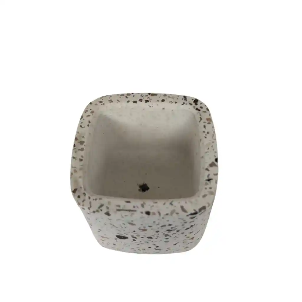 Maceta Cuadrada En Cemento Blanco Y Granito Para Cactus Y Suculentas