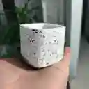 Maceta Cuadrada En Cemento Blanco Y Granito Para Cactus Y Suculentas