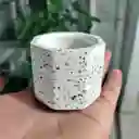 Maceta Octogonal En Cemento Blanco Y Granito Para Cactus Y Suculentas