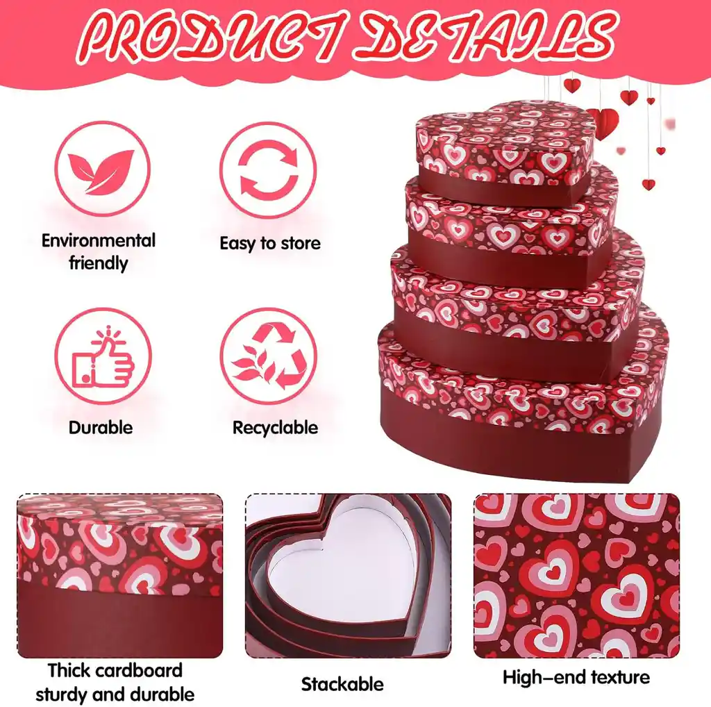 Cajas De Regalo En Forma De Corazón X4 Empaques
