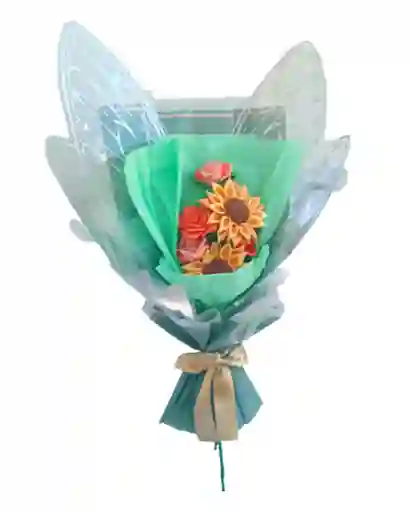 Ramo De Rosas Y Girasoles Mariposa Eterna