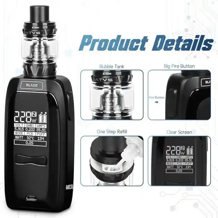 Vaper Vaporizador Cigarrillo Electronico 228 W Metalico