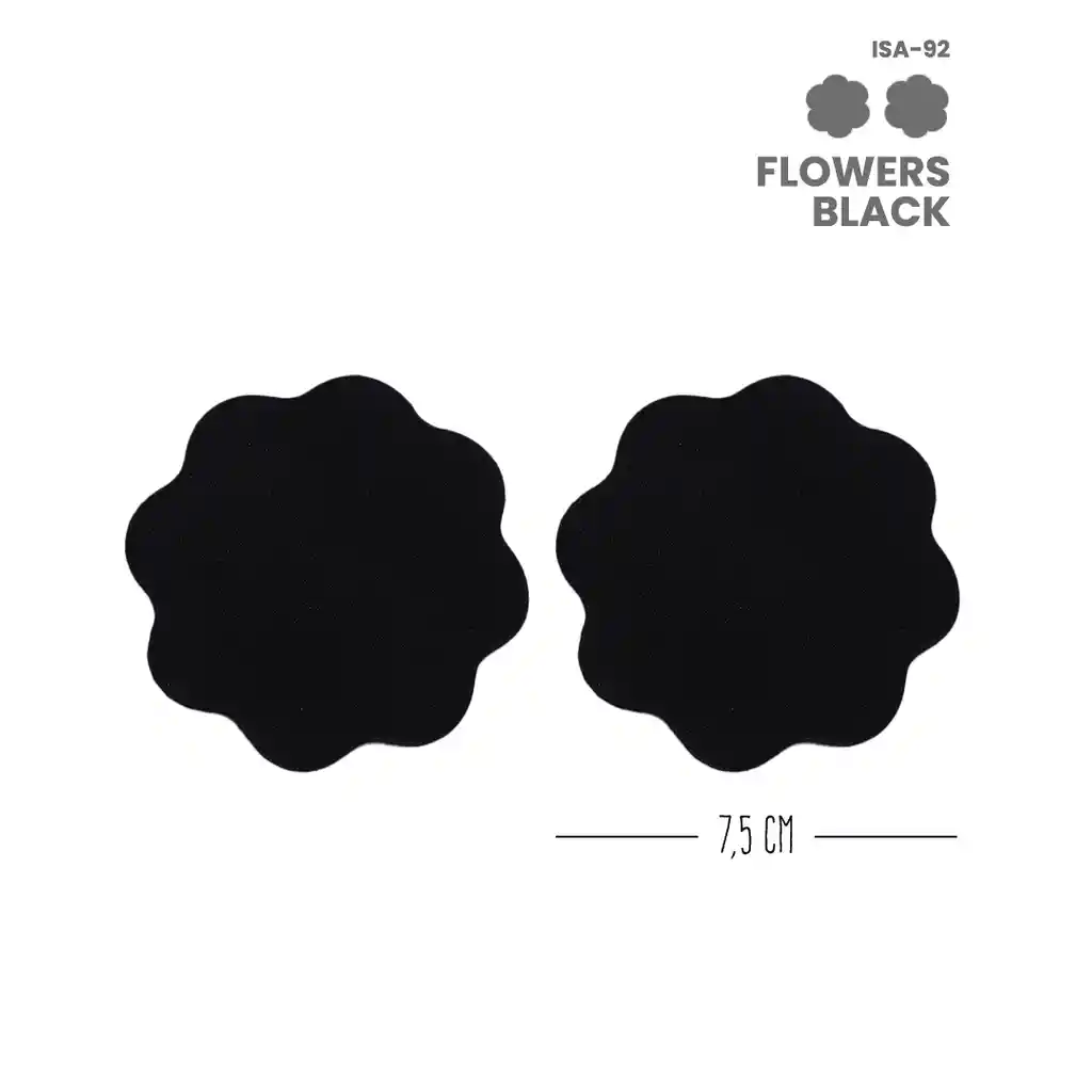 Cubre Pezones Adhesivos En Tela Reutilizables / Nipple Flowers Black