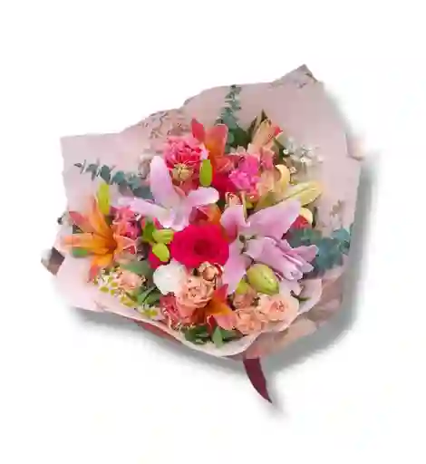 Bouquet De 5 Lirios Rosas Y Claveles