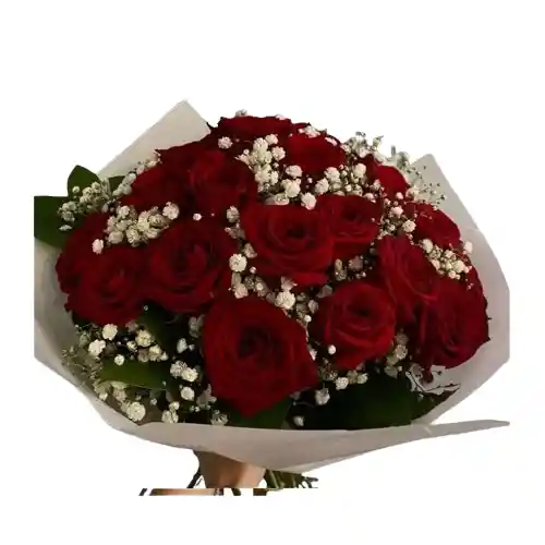 Ramo Con 12 Rosas Rojas Y Gypso - Encanto Rojo