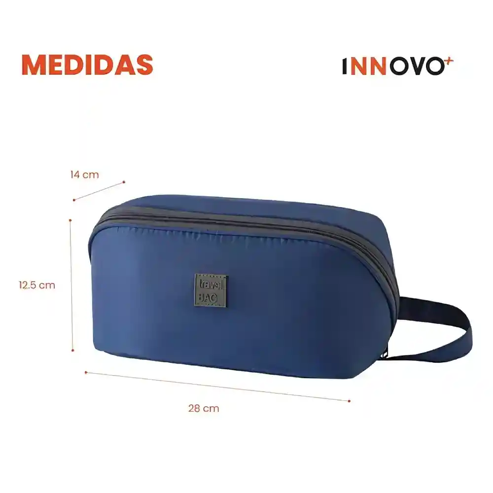 Combo Organizador De Viaje Equipaje Cosmetiquera Maquillaje Y Bolso Ropa Interior Azul