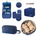 Combo Organizador De Viaje Equipaje Cosmetiquera Maquillaje Y Bolso Ropa Interior Azul