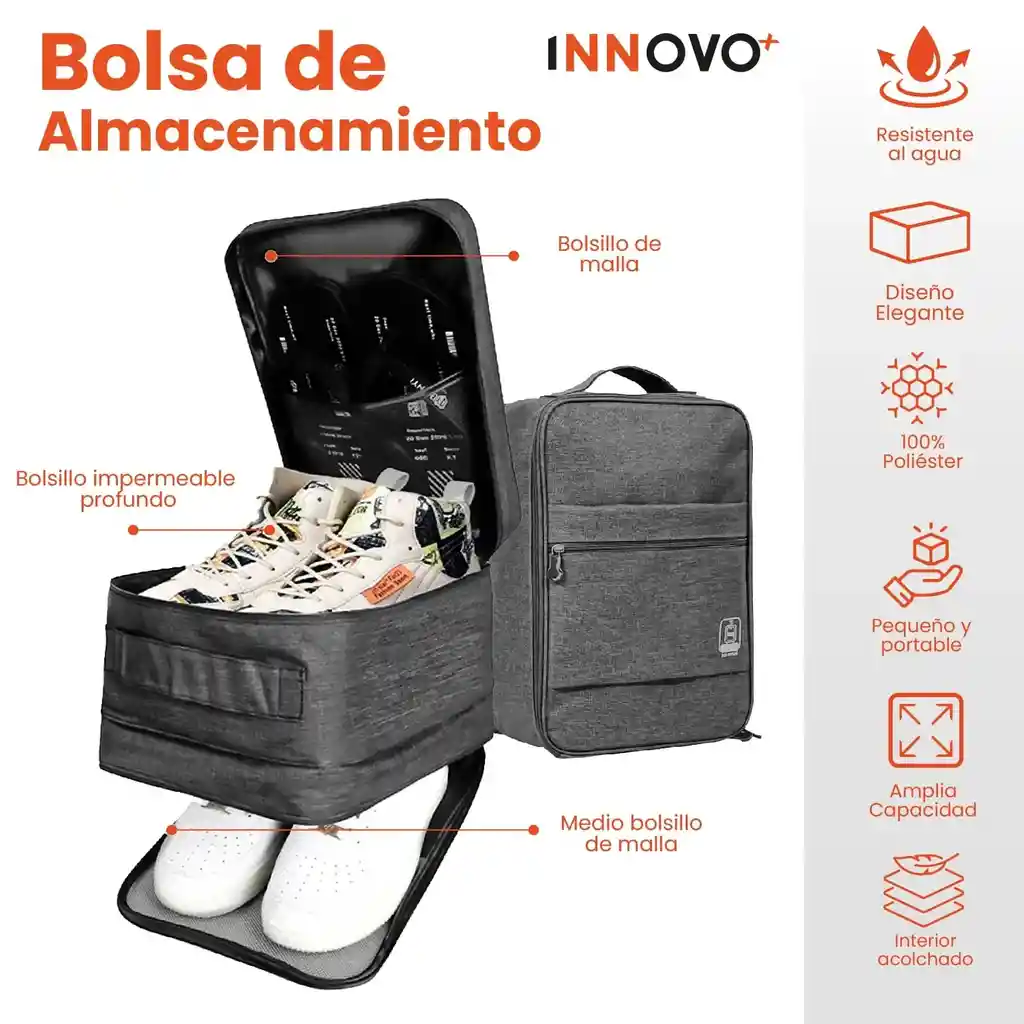 Combo Bags Organizador De Zapatos + Organizador De Ropa Interior Gris