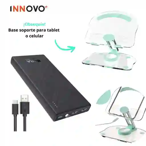 Power Bank Batería Portátil 10000mah 1hora Con Indicador De Luz + Obsequio Soporte De Celular Tablet Giratoria