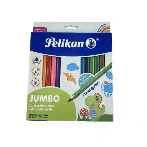 Lapices De Colores Jumbo Triangulares X 12 Pelikan