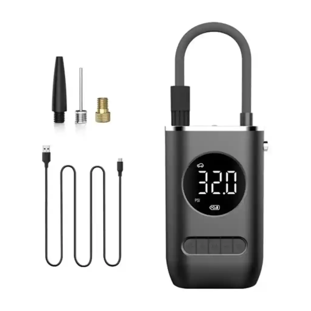 Inflador De Llantas Portable Compresor Carro Moto Balon Color Negro Fase Eléctrica Monofásica 110v/2