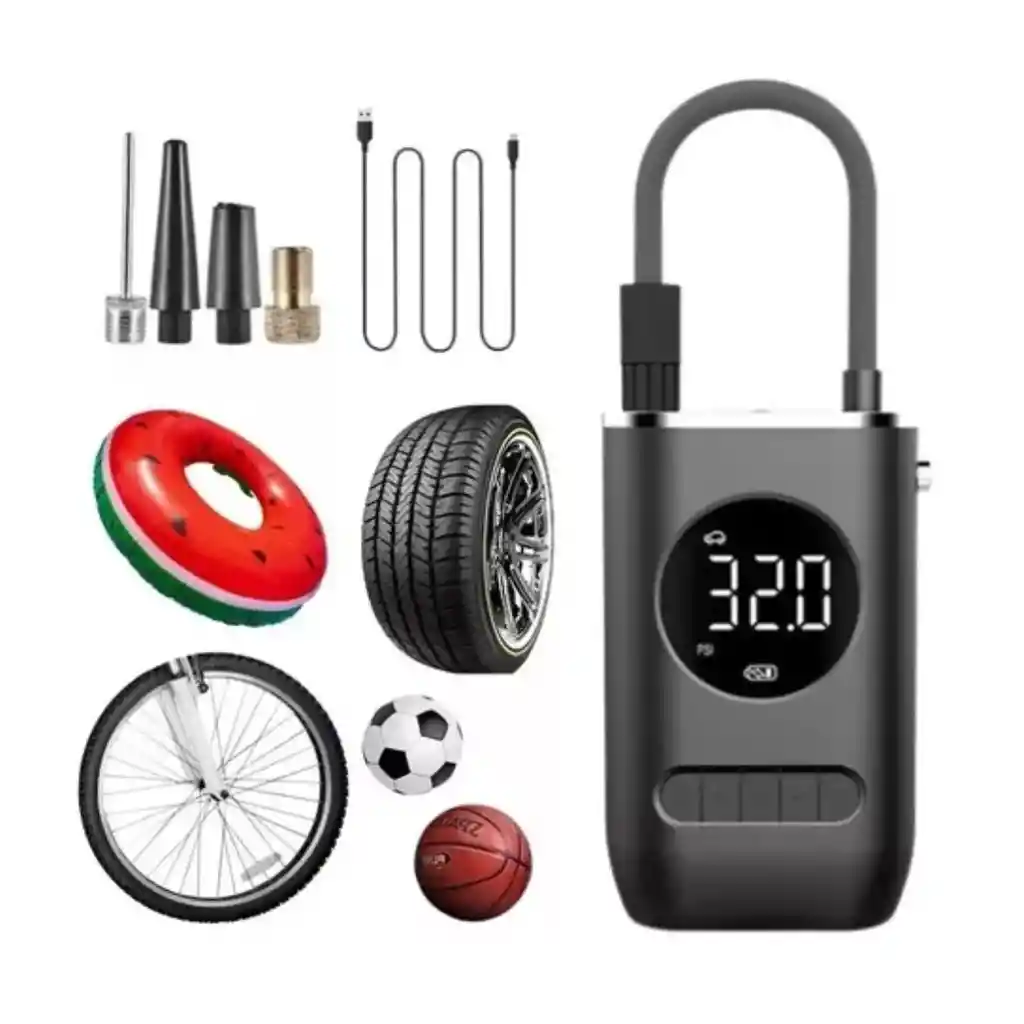 Inflador De Llantas Portable Compresor Carro Moto Balon Color Negro Fase Eléctrica Monofásica 110v/2