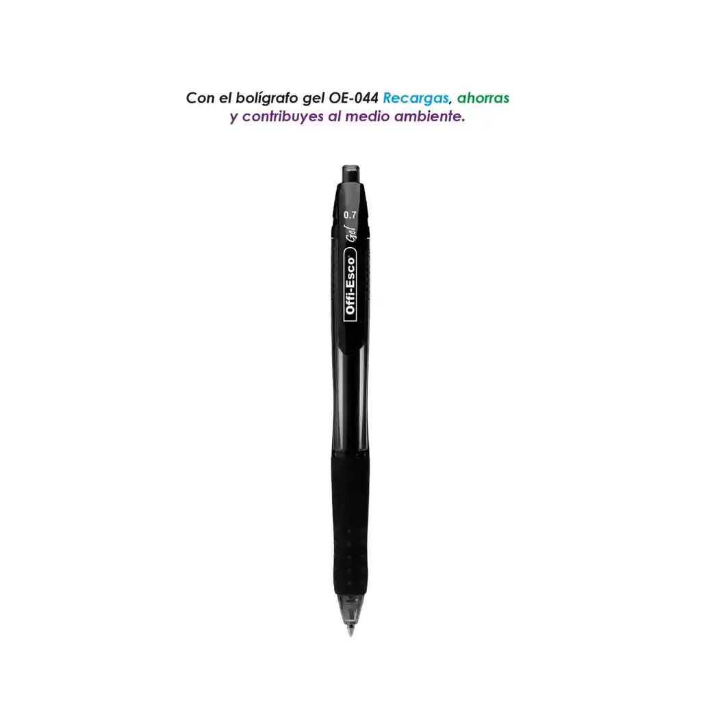 Bolígrafo Negro Tinta En Gel Retráctil 0.7 Mm Offi-esco