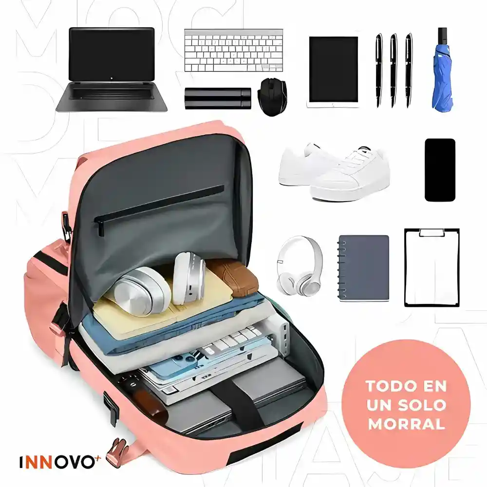 Combo Maleta Viajera + Organizadores Equipaje De Zapatos Y Cosmetiquera Maquillaje Rosa