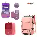 Combo Maleta Viajera + Organizadores Equipaje De Zapatos Y Cosmetiquera Maquillaje Rosa