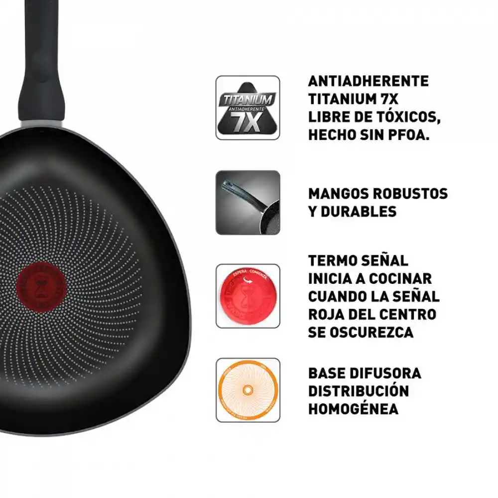 Wok Con Tapa Imusa Hardtitan​ 30cm Negro Antiadherente