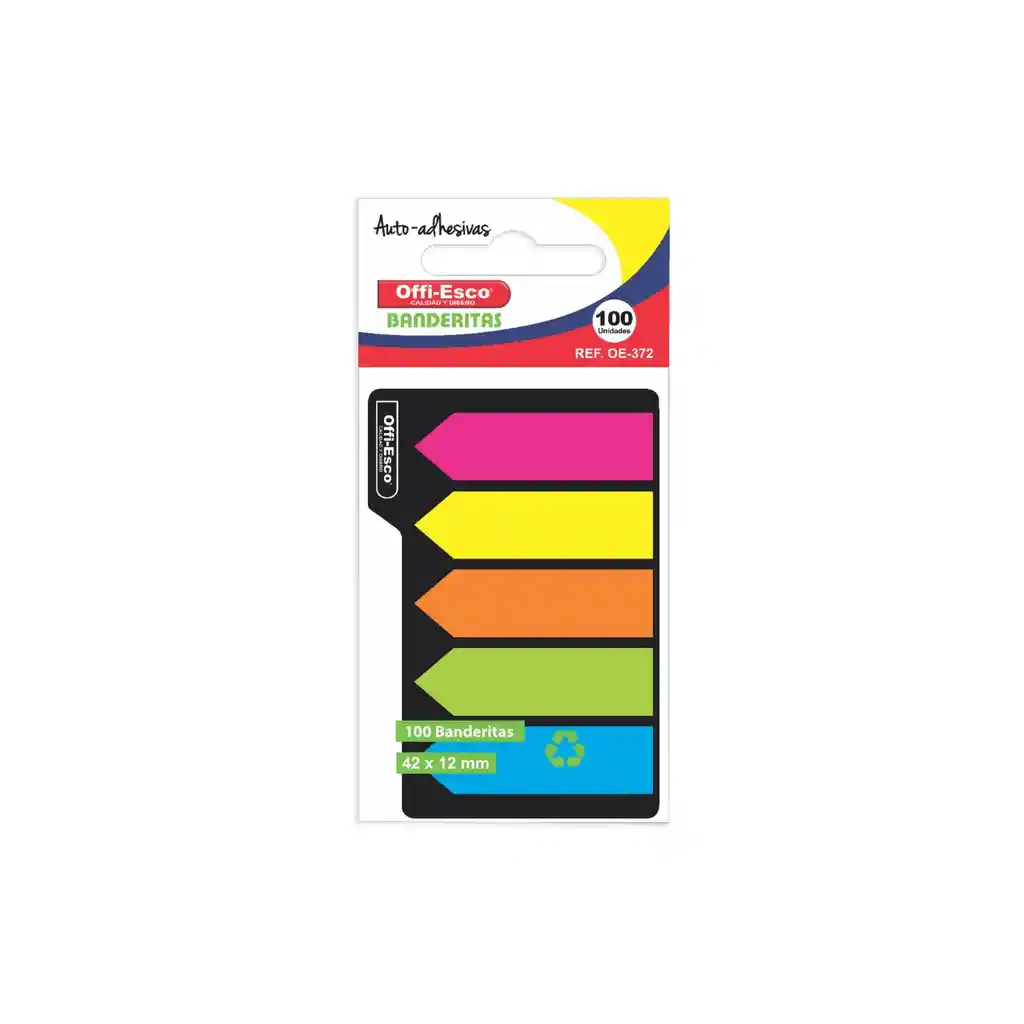 Banderitas Plásticas Neón Auto-adhesivas 42x12mm Pqx100 Banderas