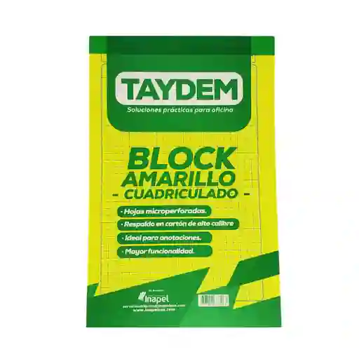 Block Anotaciones 1-2 Carta Hoja Amarillo Cuadros Norma