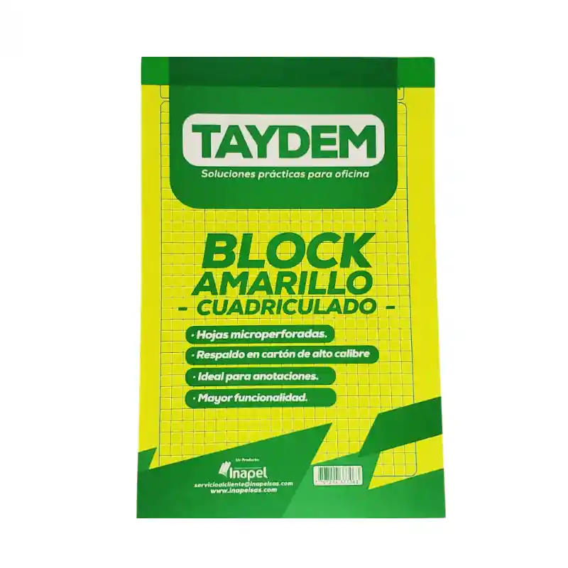 Block Anotaciones 1-2 Carta Hoja Amarillo Cuadros Norma